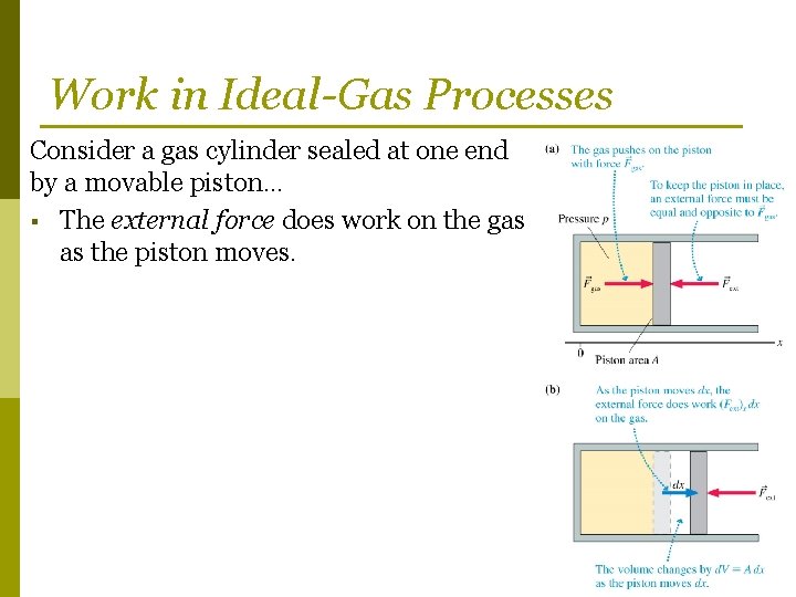 Work in Ideal-Gas Processes Consider a gas cylinder sealed at one end by a