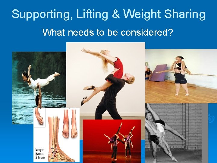 Supporting, Lifting & Weight Sharing What needs to be considered? 