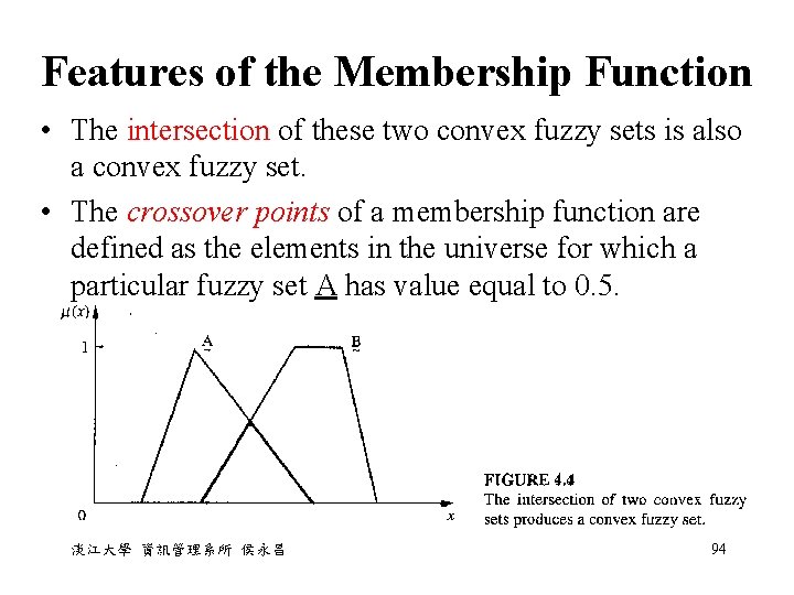 Features of the Membership Function • The intersection of these two convex fuzzy sets