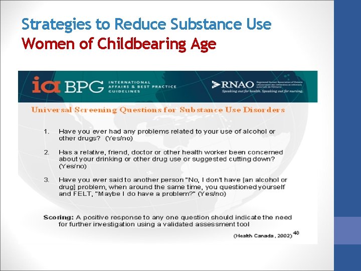 Strategies to Reduce Substance Use Women of Childbearing Age 