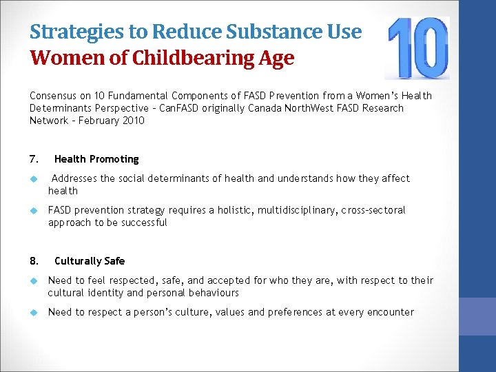 Strategies to Reduce Substance Use Women of Childbearing Age Consensus on 10 Fundamental Components