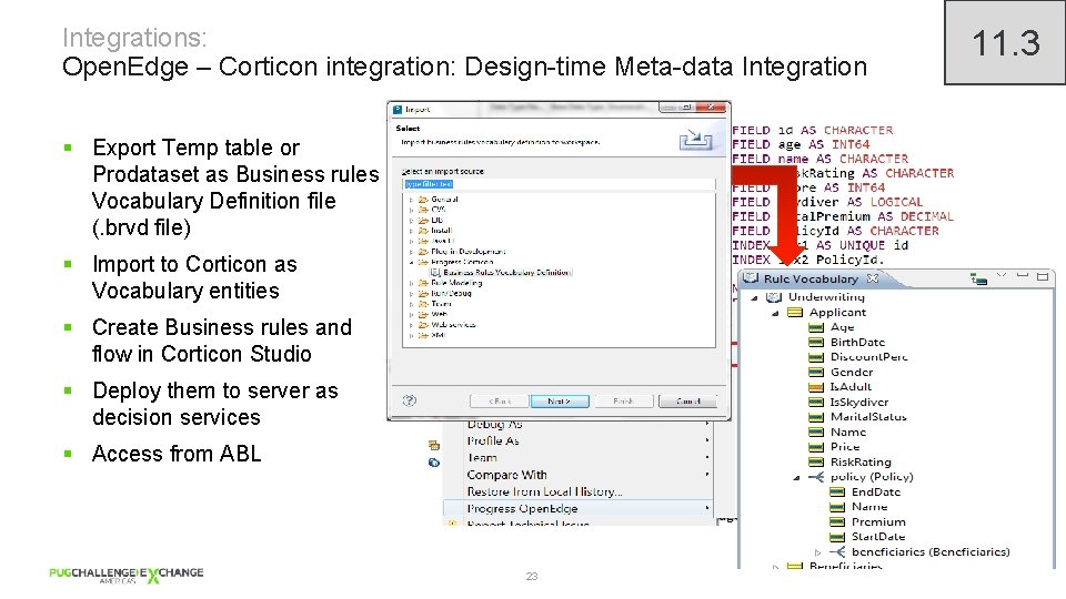 Integrations: Open. Edge – Corticon integration: Design-time Meta-data Integration § Export Temp table or