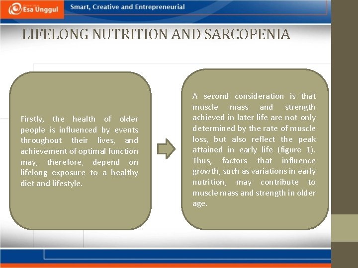 LIFELONG NUTRITION AND SARCOPENIA Firstly, the health of older people is influenced by events