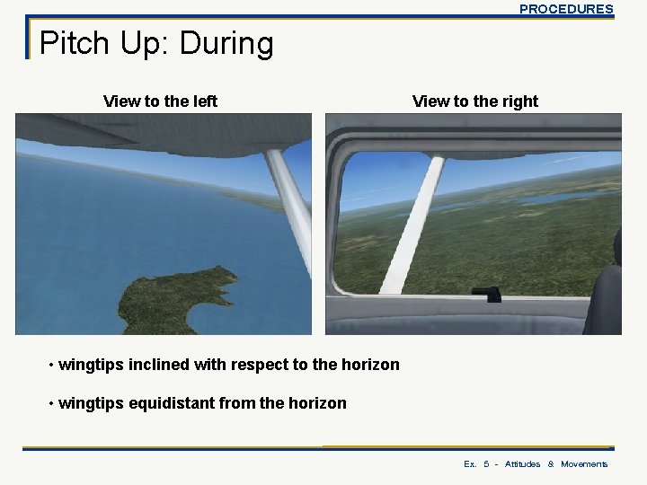 PROCEDURES Pitch Up: During View to the left View to the right • wingtips