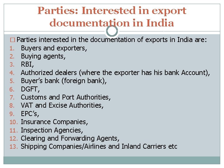 Import Parties ExportImport Documentation in India DR BHUPINDER P S