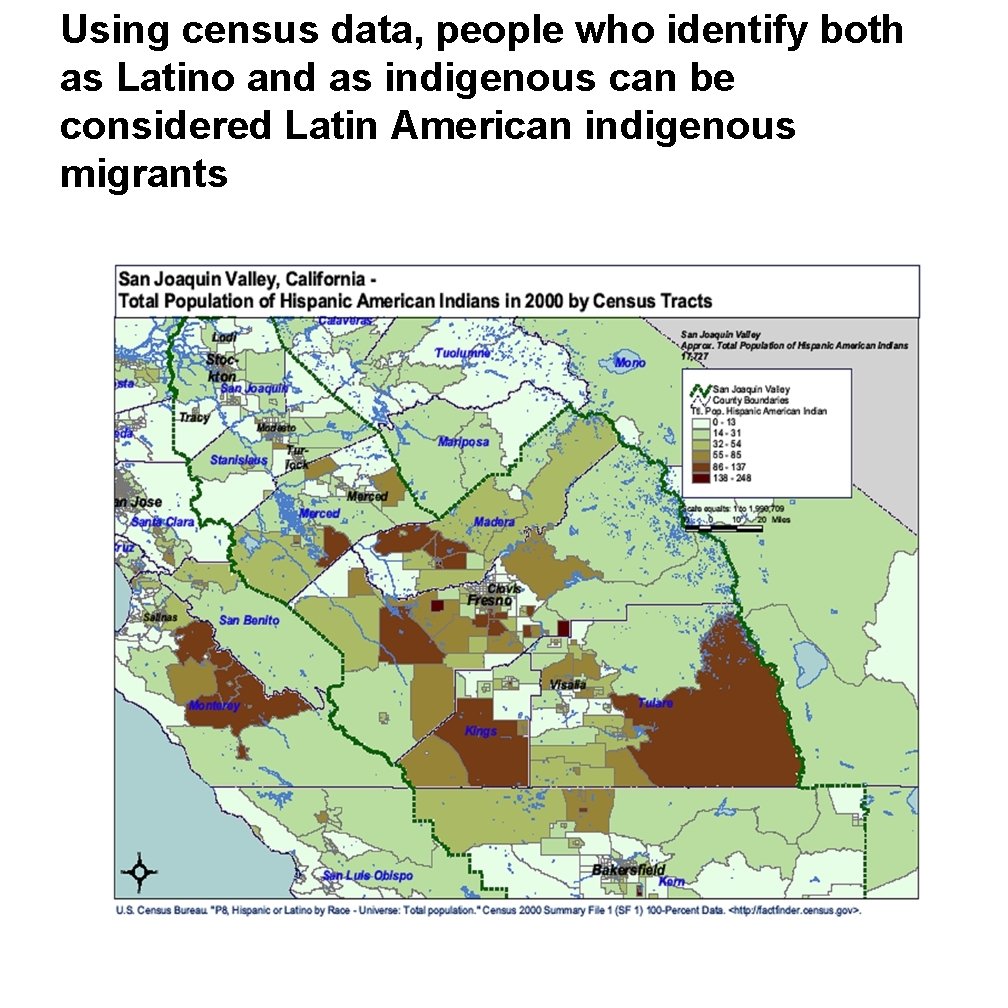 Using census data, people who identify both as Latino and as indigenous can be