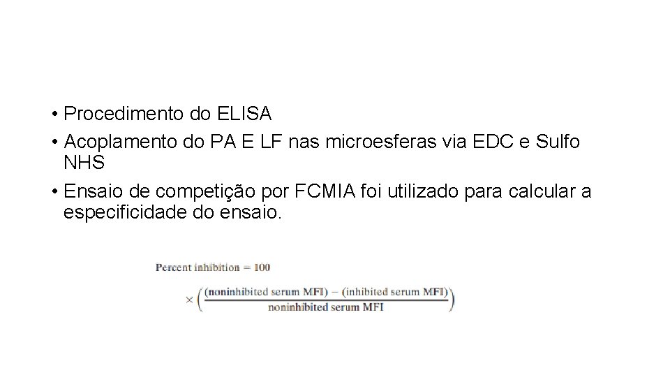  • Procedimento do ELISA • Acoplamento do PA E LF nas microesferas via