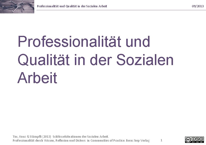 Professionalität und Qualität in der Sozialen Arbeit 09/2013 Professionalität und Qualität in der Sozialen