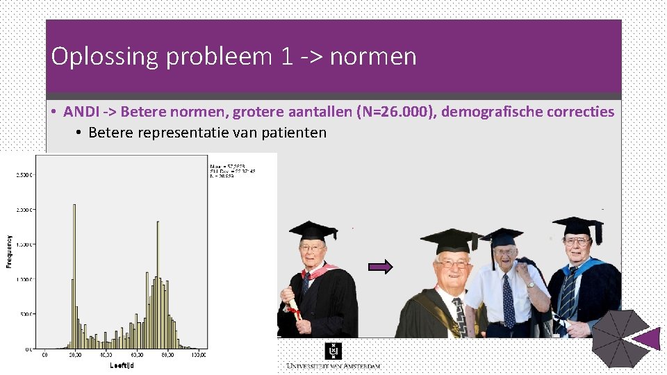 Oplossing probleem 1 -> normen • ANDI -> Betere normen, grotere aantallen (N=26. 000), Oplossing probleem 1 -> normen • ANDI -> Betere normen, grotere aantallen (N=26. 000),
