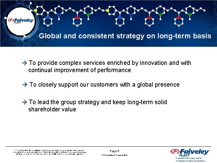 Global and consistent strategy on long-term basis To provide complex services enriched by innovation