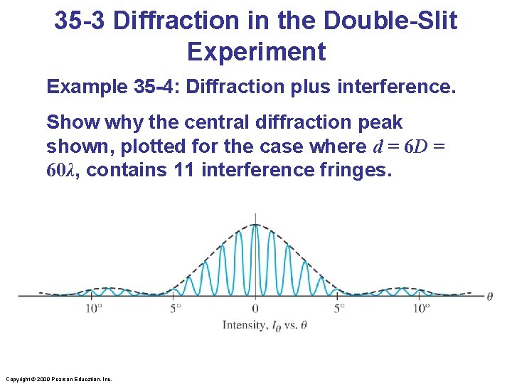 35 -3 Diffraction in the Double-Slit Experiment Example 35 -4: Diffraction plus interference. Show