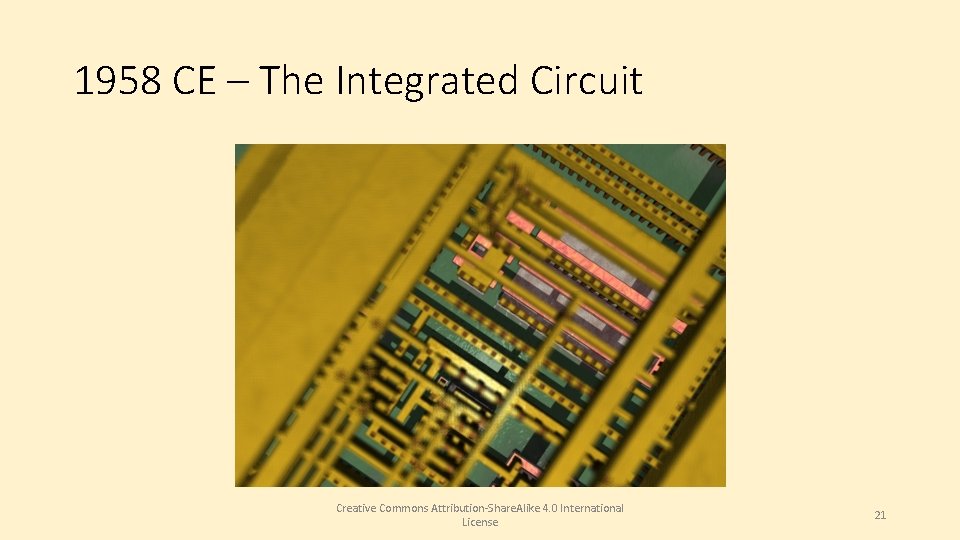 1958 CE – The Integrated Circuit Creative Commons Attribution-Share. Alike 4. 0 International License