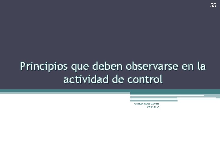 55 Principios que deben observarse en la actividad de control Germán Pardo Carrero Ph