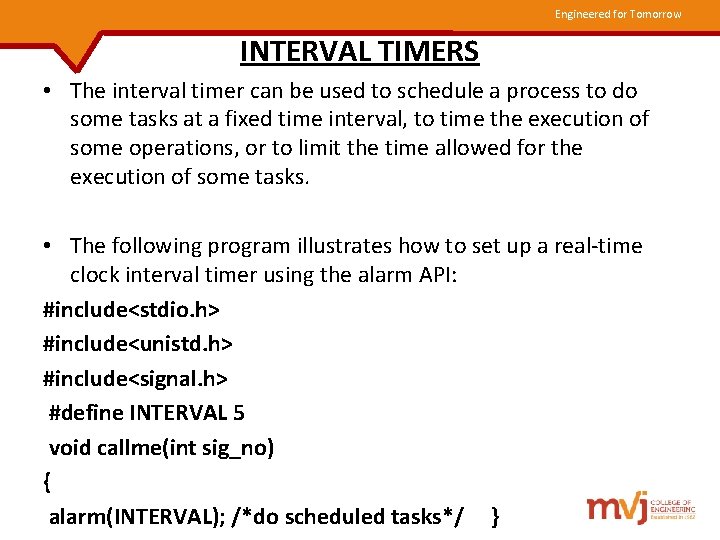 Engineered for Tomorrow INTERVAL TIMERS • The interval timer can be used to schedule