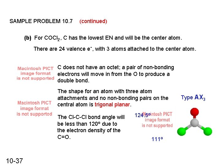 SAMPLE PROBLEM 10. 7 (continued) (b) For COCl 2, C has the lowest EN