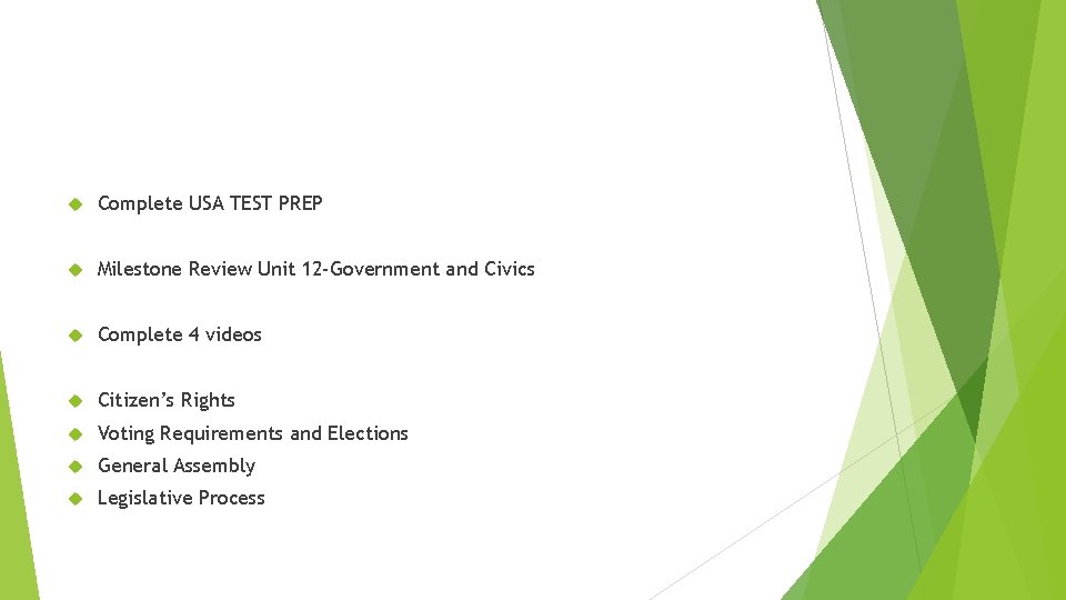 Complete USA TEST PREP Milestone Review Unit 12 -Government and Civics Complete 4 Complete USA TEST PREP Milestone Review Unit 12 -Government and Civics Complete 4