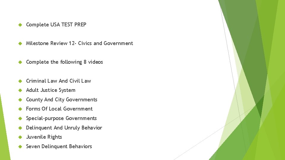 Complete USA TEST PREP Milestone Review 12 - Civics and Government Complete the Complete USA TEST PREP Milestone Review 12 - Civics and Government Complete the