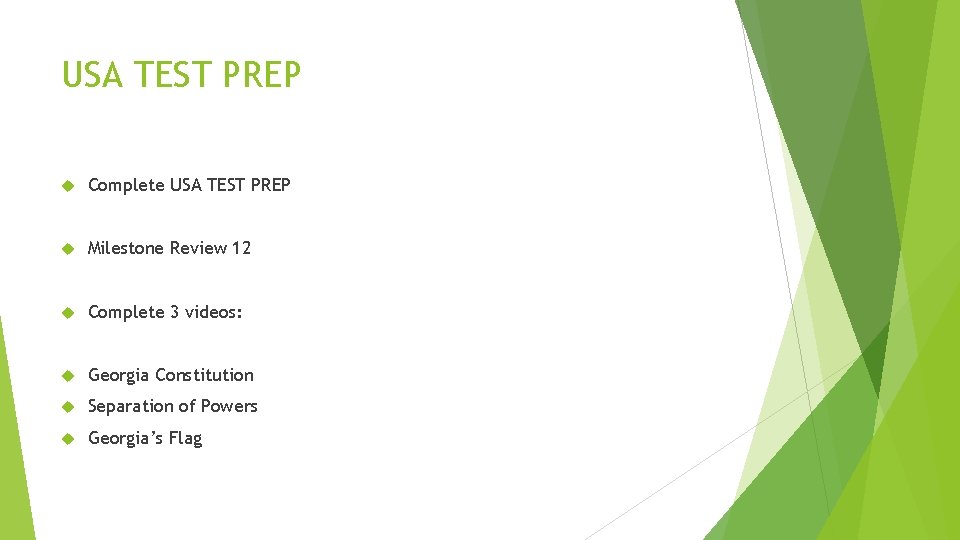 USA TEST PREP Complete USA TEST PREP Milestone Review 12 Complete 3 videos: Georgia USA TEST PREP Complete USA TEST PREP Milestone Review 12 Complete 3 videos: Georgia
