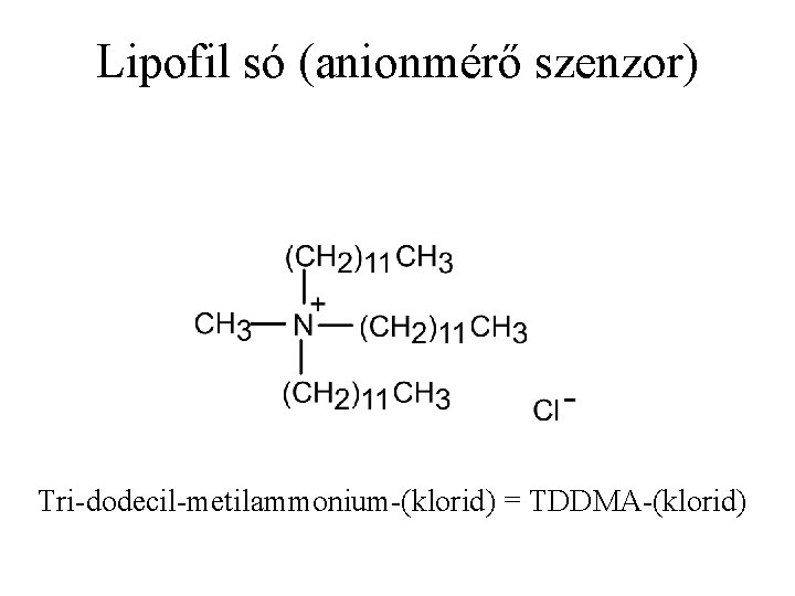 Lipofil só (anionmérő szenzor) Tri-dodecil-metilammonium-(klorid) = TDDMA-(klorid) 