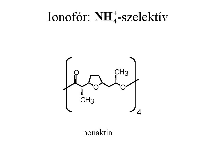 Ionofór: -szelektív CH 3 O O O CH 3 4 nonaktin 