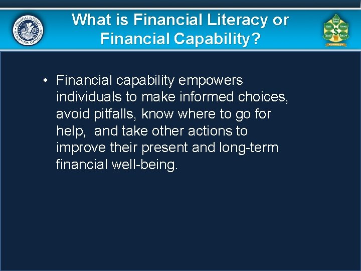 What is Financial Literacy or Financial Capability? • Financial capability empowers individuals to make What is Financial Literacy or Financial Capability? • Financial capability empowers individuals to make