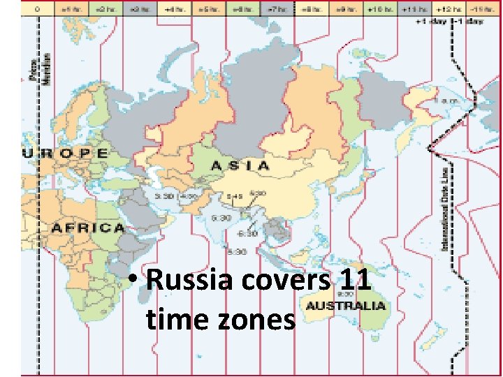  • Russia covers 11 time zones 