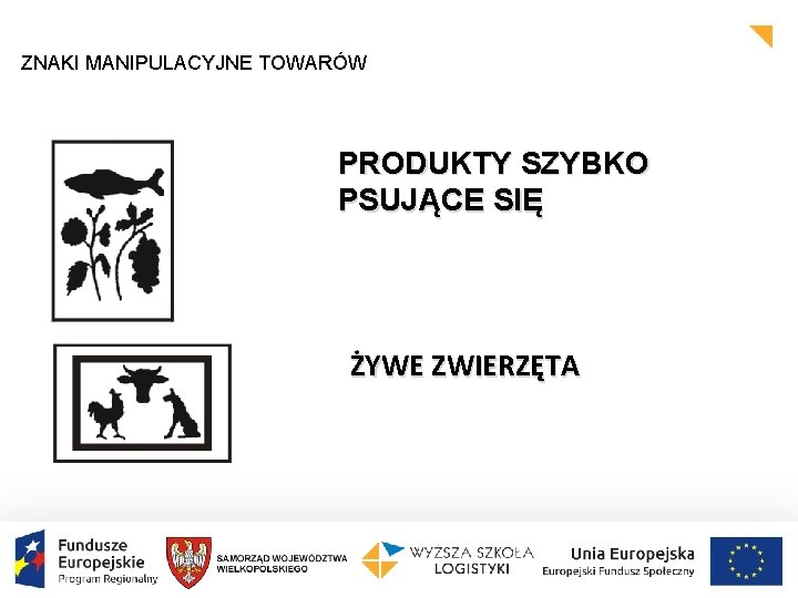 ZNAKI MANIPULACYJNE TOWARÓW PRODUKTY SZYBKO PSUJĄCE SIĘ ŻYWE ZWIERZĘTA 