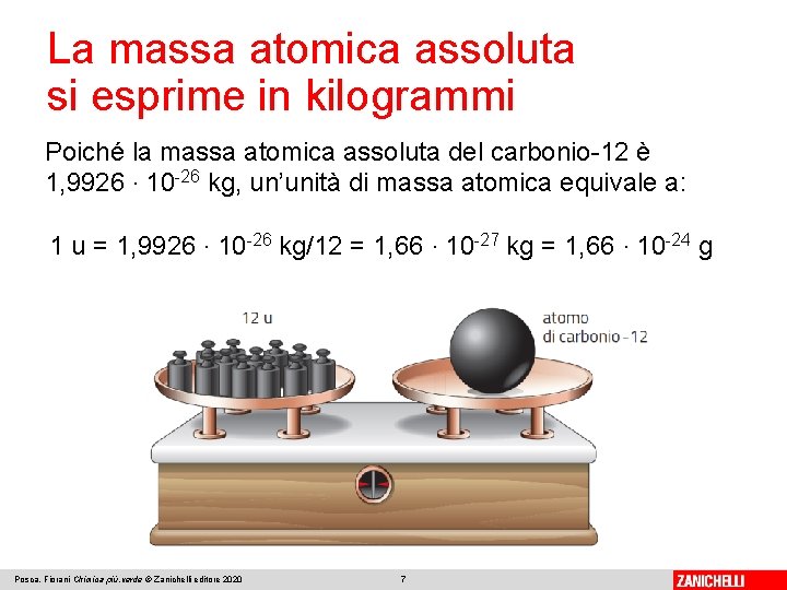 La massa atomica assoluta si esprime in kilogrammi Poiché la massa atomica assoluta del