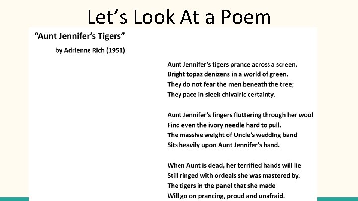 Let’s Look At a Poem 