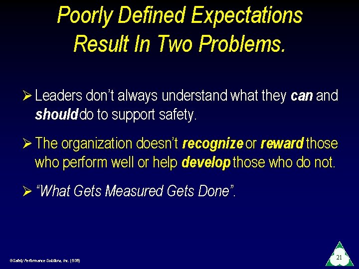 Poorly Defined Expectations Result In Two Problems. Ø Leaders don’t always understand what they