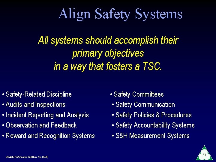Align Safety Systems All systems should accomplish their primary objectives in a way that