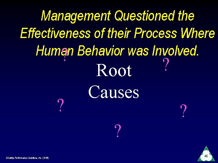 Management Questioned the Effectiveness of their Process Where Human Behavior was Involved. ? ?
