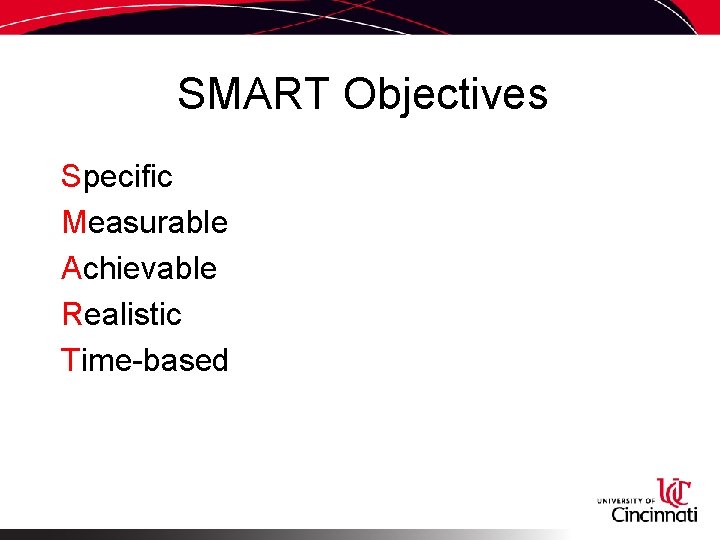 SMART Objectives Specific Measurable Achievable Realistic Time-based 