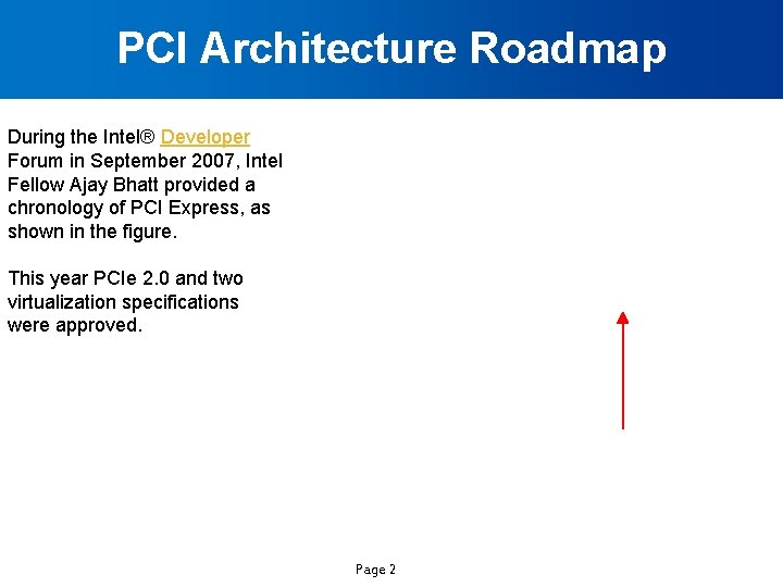 PCI Architecture Roadmap During the Intel® Developer Forum in September 2007, Intel Fellow Ajay