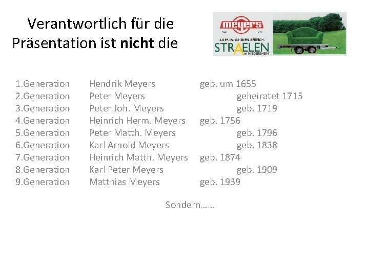 Verantwortlich für die Präsentation ist nicht die 1. Generation 2. Generation 3. Generation 4.