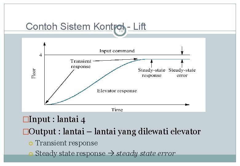 Contoh Sistem Kontrol 10 - Lift �Input : lantai 4 �Output : lantai –