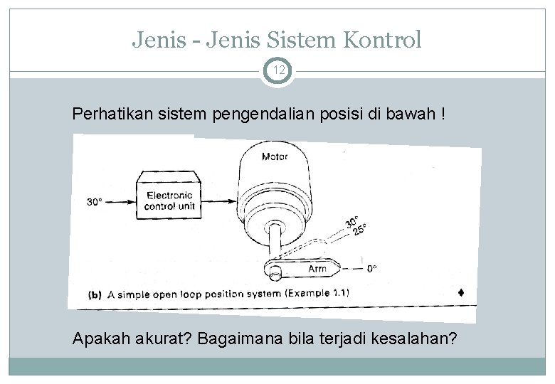 Jenis - Jenis Sistem Kontrol 12 Perhatikan sistem pengendalian posisi di bawah ! Apakah