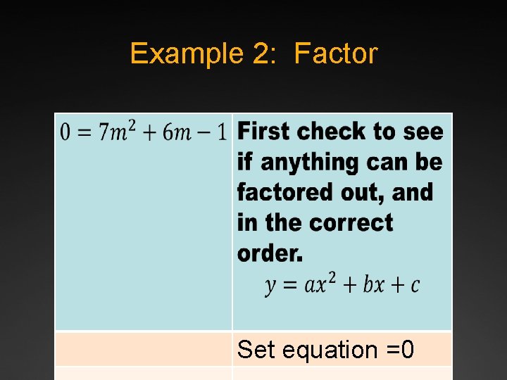 Example 2: Factor Set equation =0 