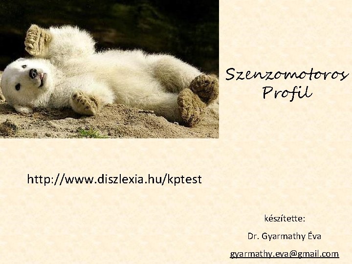 Szenzomotoros Profil http: //www. diszlexia. hu/kptest készítette: Dr. Gyarmathy Éva gyarmathy. eva@gmail. com 