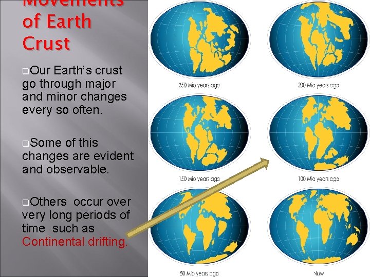 Movements of Earth Crust q. Our Earth’s crust go through major and minor changes