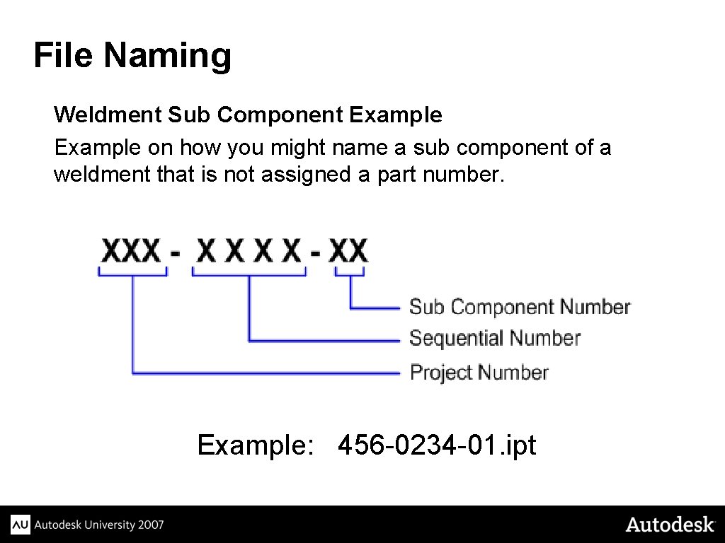 File Naming Weldment Sub Component Example on how you might name a sub component