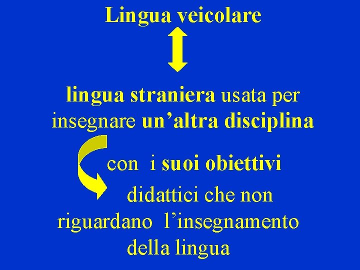 Lingua veicolare lingua straniera usata per insegnare un’altra disciplina con i suoi obiettivi didattici