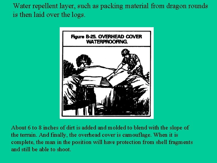 Water repellent layer, such as packing material from dragon rounds is then laid over Water repellent layer, such as packing material from dragon rounds is then laid over