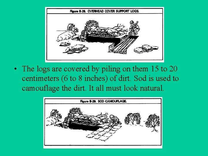 • The logs are covered by piling on them 15 to 20 centimeters • The logs are covered by piling on them 15 to 20 centimeters