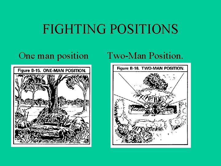 FIGHTING POSITIONS One man position Two-Man Position. FIGHTING POSITIONS One man position Two-Man Position.