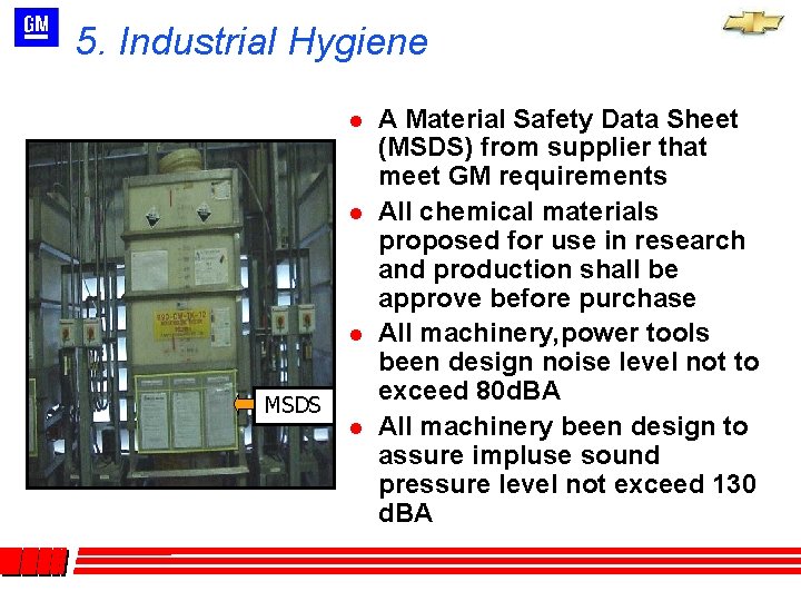 5. Industrial Hygiene l l l MSDS l A Material Safety Data Sheet (MSDS) 5. Industrial Hygiene l l l MSDS l A Material Safety Data Sheet (MSDS)