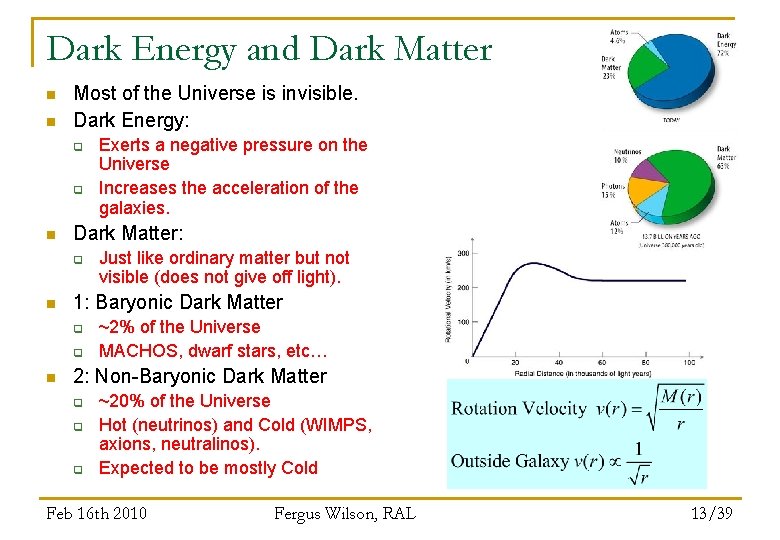 Dark Energy and Dark Matter n n Most of the Universe is invisible. Dark