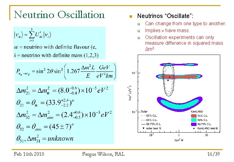 Neutrino Oscillation n Neutrinos “Oscillate”: q q q Feb 16 th 2010 Fergus Wilson,