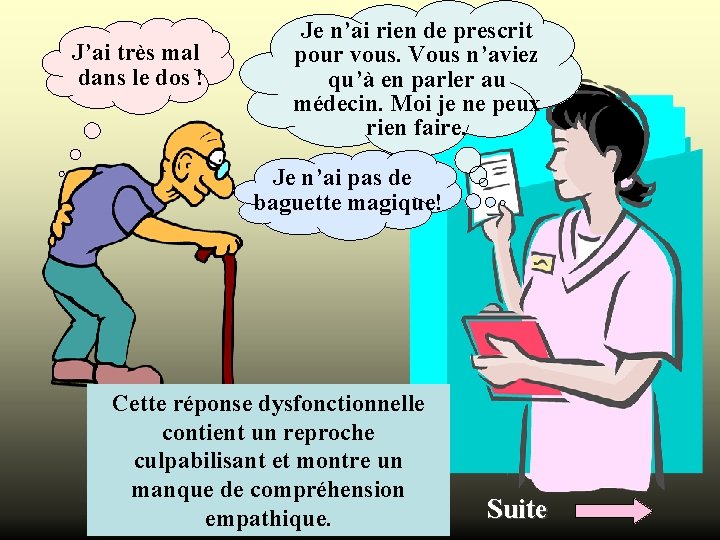 J’ai très mal dans le dos ! Je n’ai rien de prescrit pour vous. J’ai très mal dans le dos ! Je n’ai rien de prescrit pour vous.
