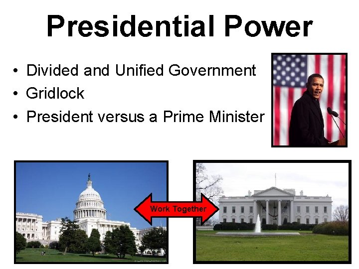 Presidential Power • Divided and Unified Government • Gridlock • President versus a Prime